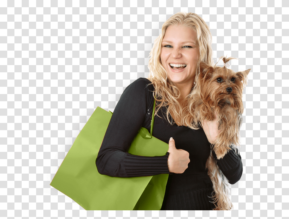 Pet Families Dog And Owner, Person, Bag, Female, Face Transparent Png