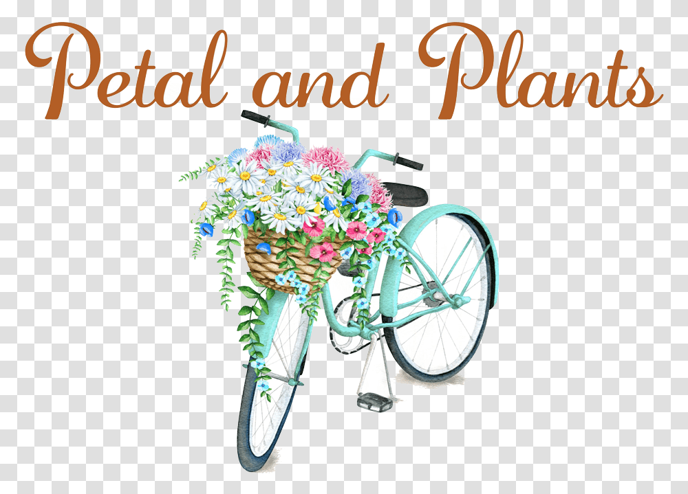 Petal And Plants Outdoor Pillows With Bicycles, Transportation, Vehicle, Wheel Transparent Png