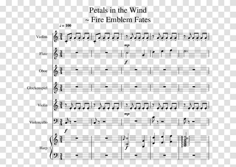 Petals In The Wind Fire Emblem Fates Sheet Music Petals In The Wind Sheet Music Fire Emblem Transparent Png