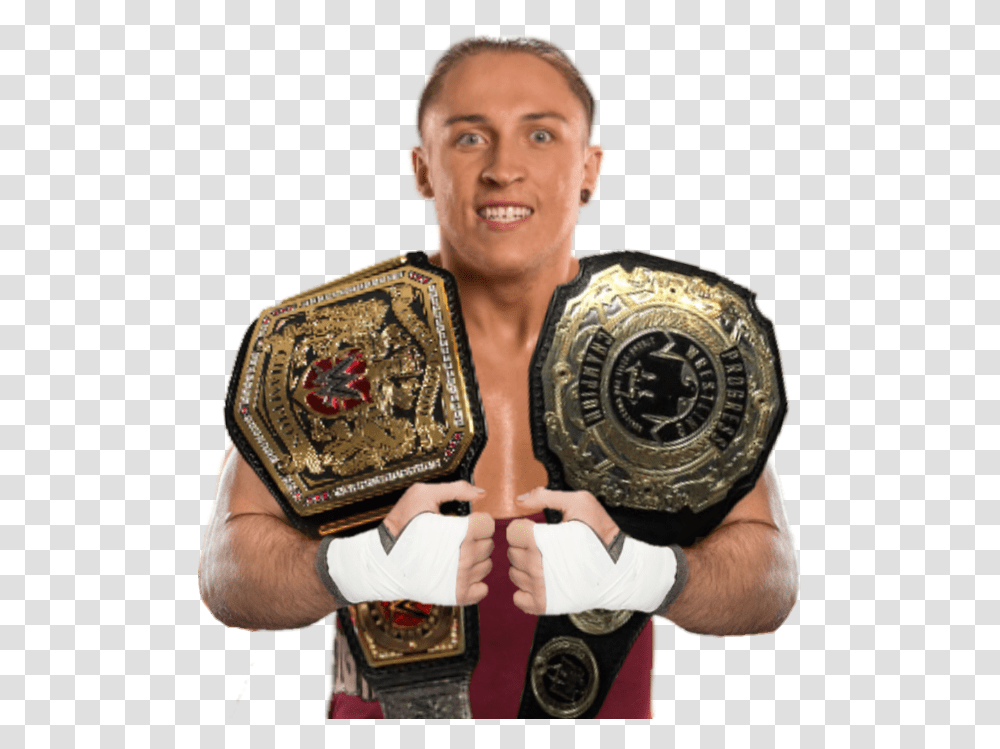 Pete Dunne Progress And Uk Champion Download Wwe Pete Dunne Champion, Person, Purse, Accessories, Armor Transparent Png