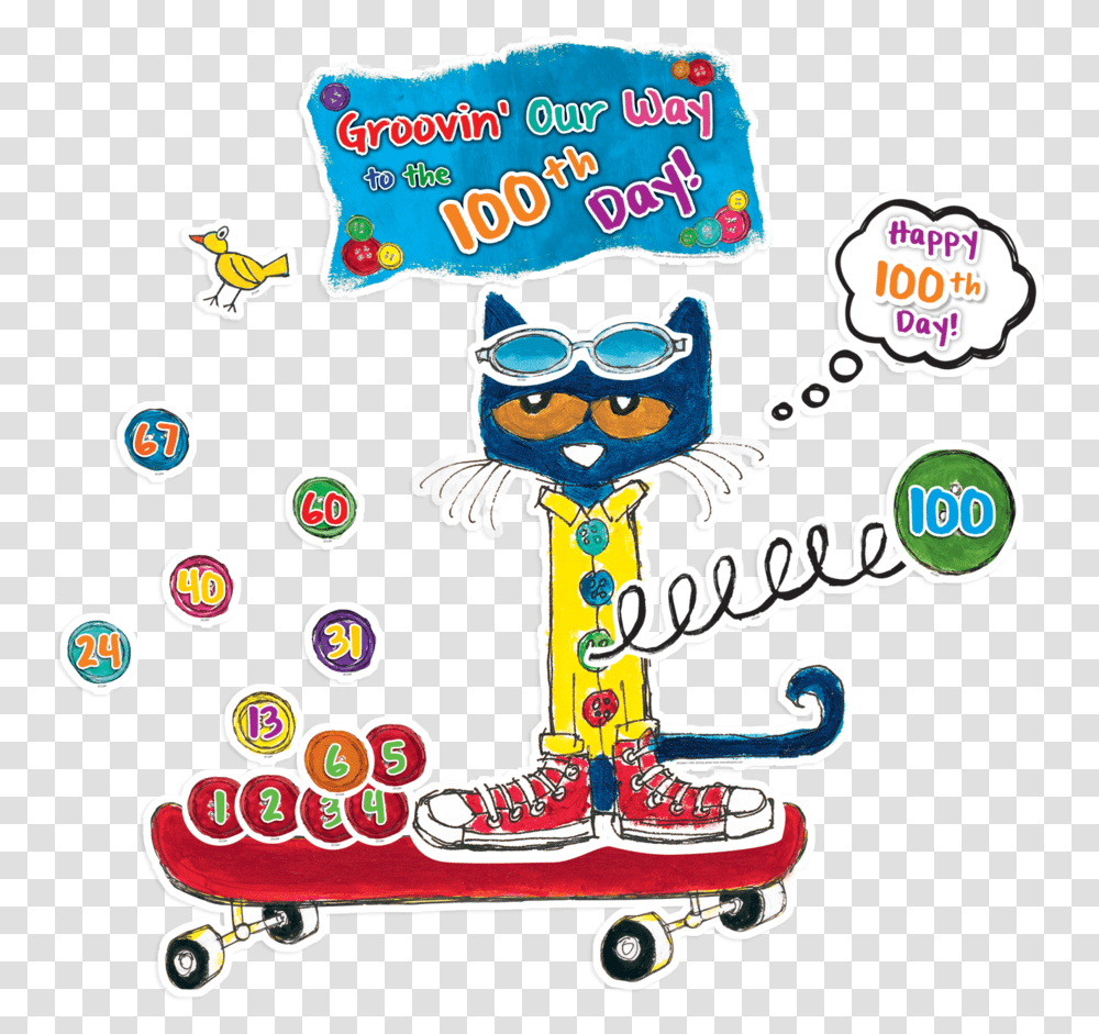 Pete The Cat 100 Groovy Days Of School Bulletin Pete The Cat Classroom Decoration, Label, Sticker, Poster Transparent Png