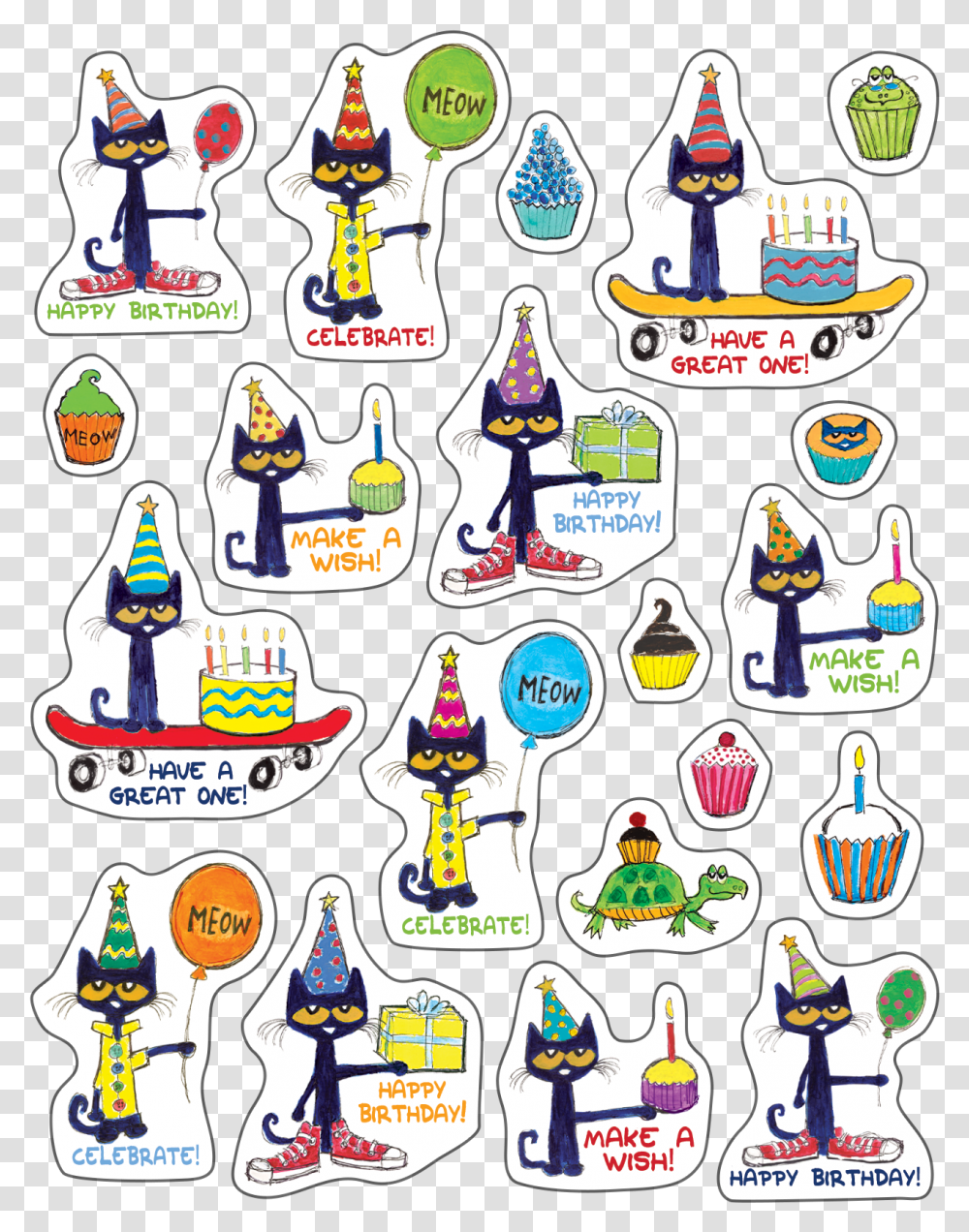 Pete The Cat Happy Birthday Stickers Amazon Happy Birthday Stickers, Label, Text, Alphabet, Leisure Activities Transparent Png