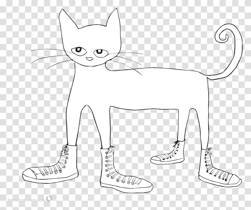 Pete The Cat Unique Coloring Pages In Shoes Clipart Coloring Pete The Cat, Mammal, Animal, Black Cat, Egyptian Cat Transparent Png