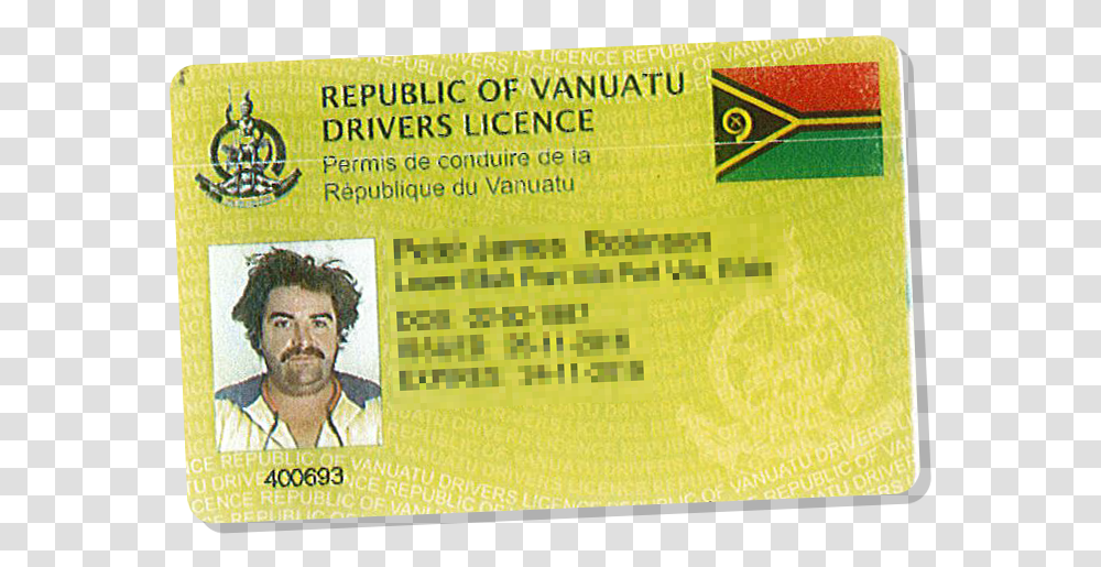 Peter Dl Vanuatu Flag, Driving License, Document, Person Transparent Png