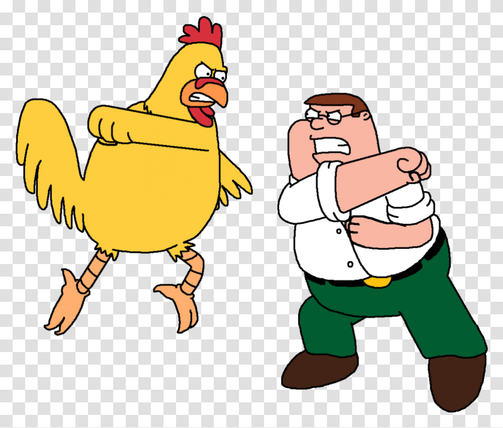 Peter Griffin Vs Ernie The Giant Chicken By Mighty Peter Griffin Angry, Person, Human, Animal, Bird Transparent Png