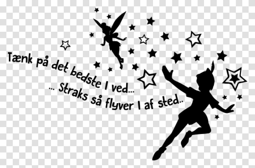 Peter Pan And Tinkerbell Silhouette, Gray, World Of Warcraft Transparent Png