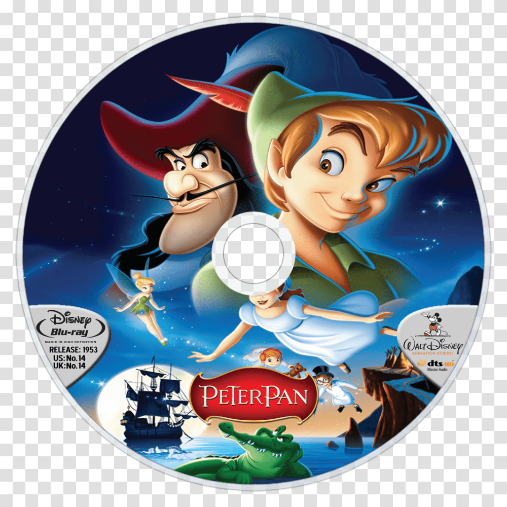 Peter Pan Pan 1953 Walt Disney Animation Studios, Disk, Dvd, Person, Human Transparent Png