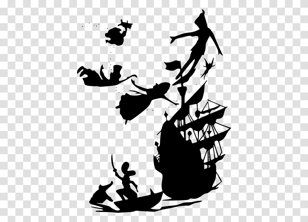 Peter Pan Ship Silhouette, Gray, World Of Warcraft Transparent Png