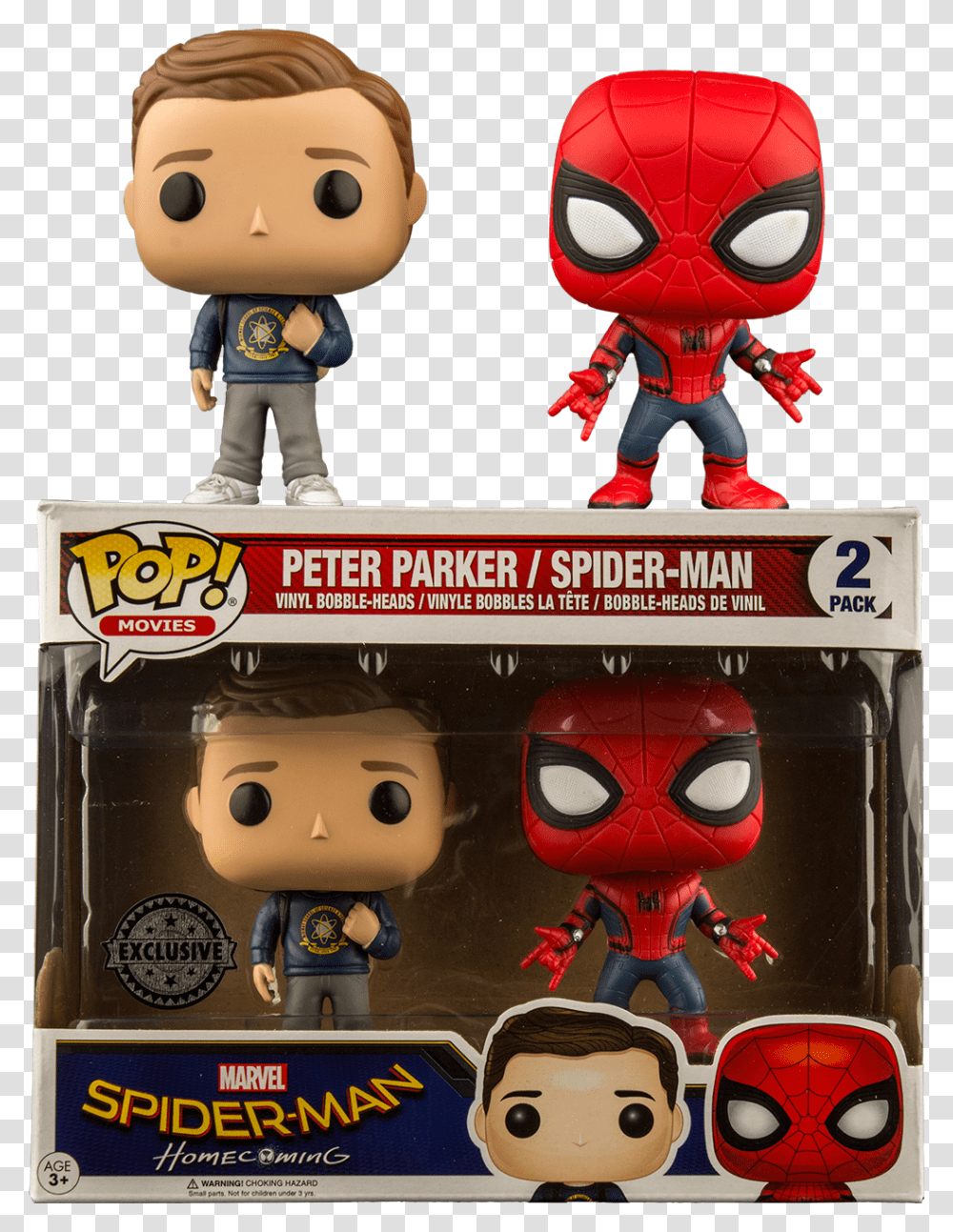 Peter Parker And Spider Man Funko Pop Vinyl 2 Pack Funko Pop Spiderman Peter Parker, Toy, Doll, Person, Human Transparent Png
