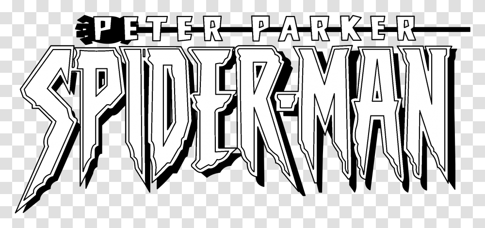 Peter Parker Spider Man Logo Black And White Peter Parker Spiderman Logo, Alphabet, Word, Number Transparent Png