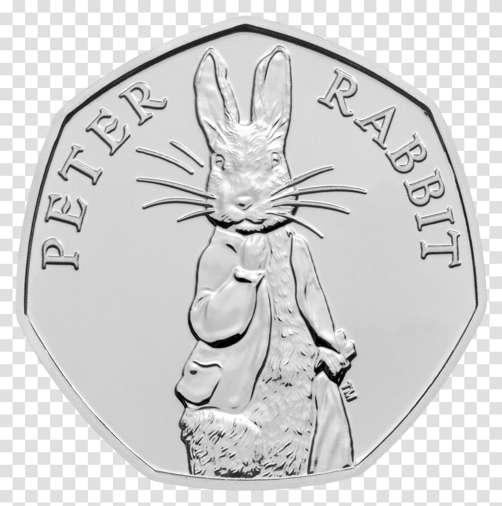 Peter Rabbit 50p 2019, Coin, Money, Nickel, Silver Transparent Png