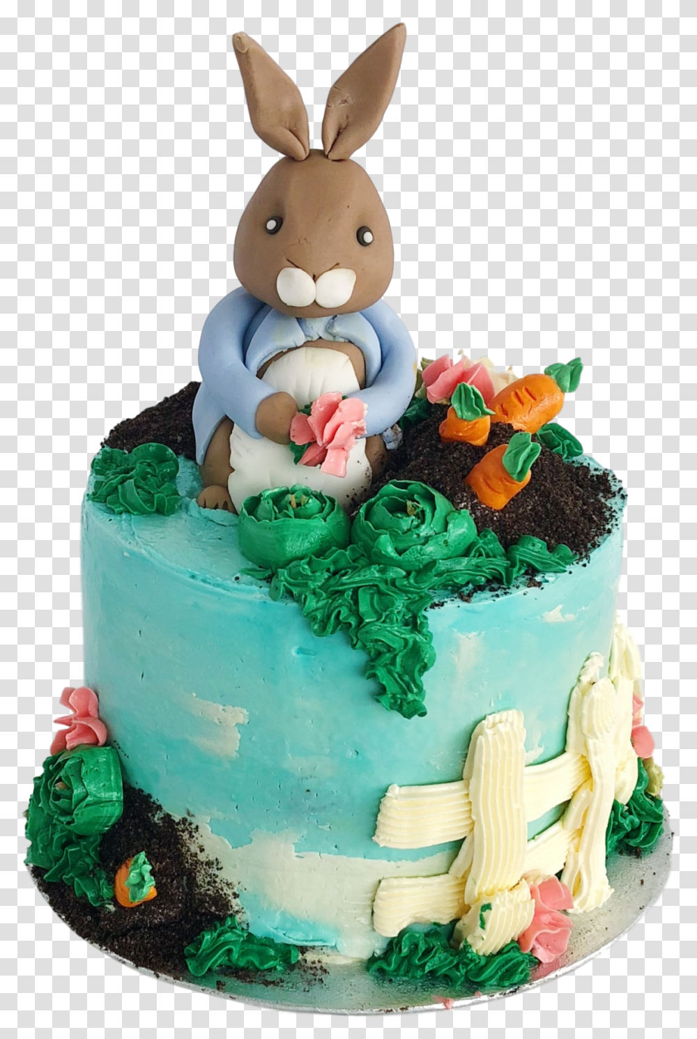 Peter Rabbit Cake Happy Birthday Cake Rabbit, Dessert, Food, Icing, Cream Transparent Png
