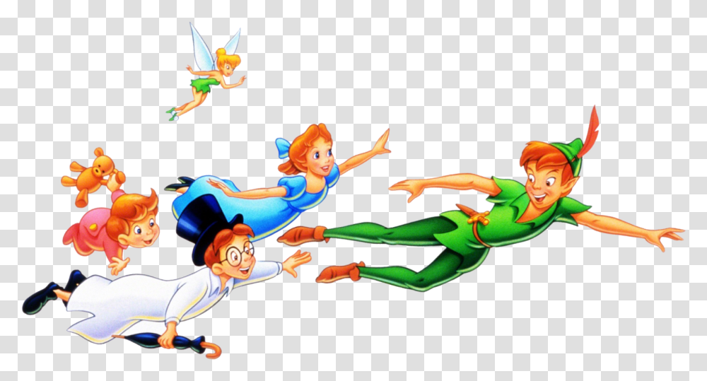 Peter Wendy Michael John And Tinkerbell Peter Pan And Tinkerbell, Person, Acrobatic, Sport, Leisure Activities Transparent Png