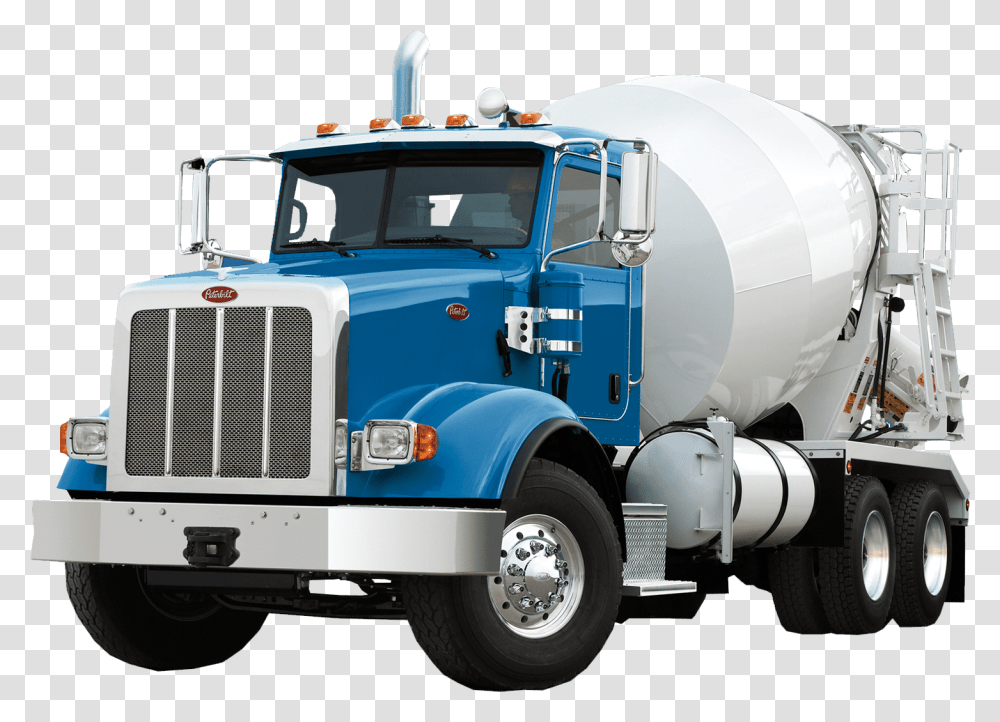 Peterbilt Concrete Mixer Truck Cement Mixer Truck, Vehicle, Transportation, Trailer Truck, Tire Transparent Png
