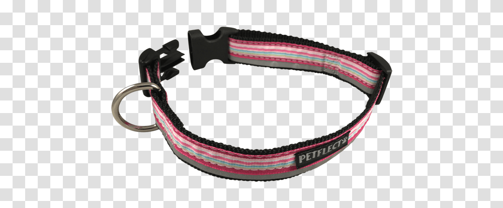 Petflect Pink Horizontally Striped Dog Collar, Apparel, Headband, Hat Transparent Png