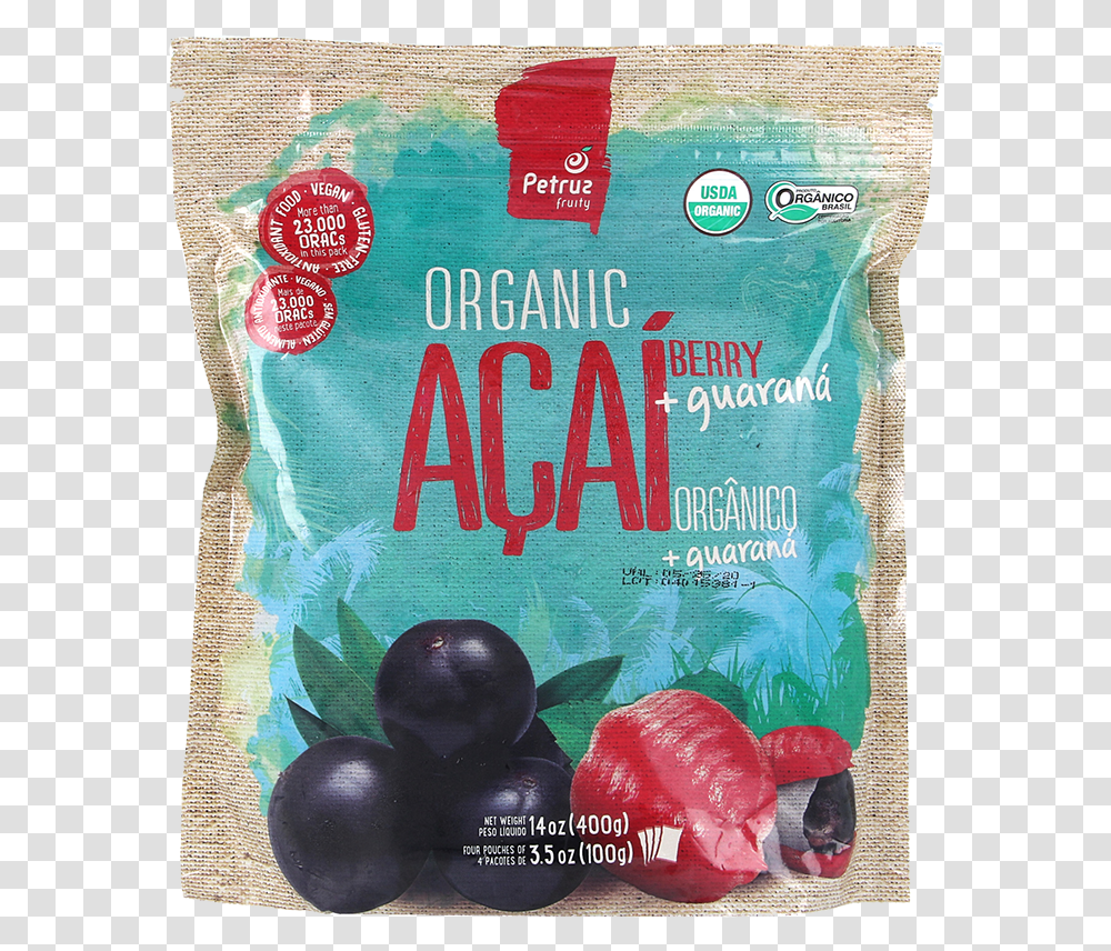 Petruz Frozen Organic Acai And Guarana Pulp Organic Acai Frozen, Plant, Food, Fruit, Flour Transparent Png