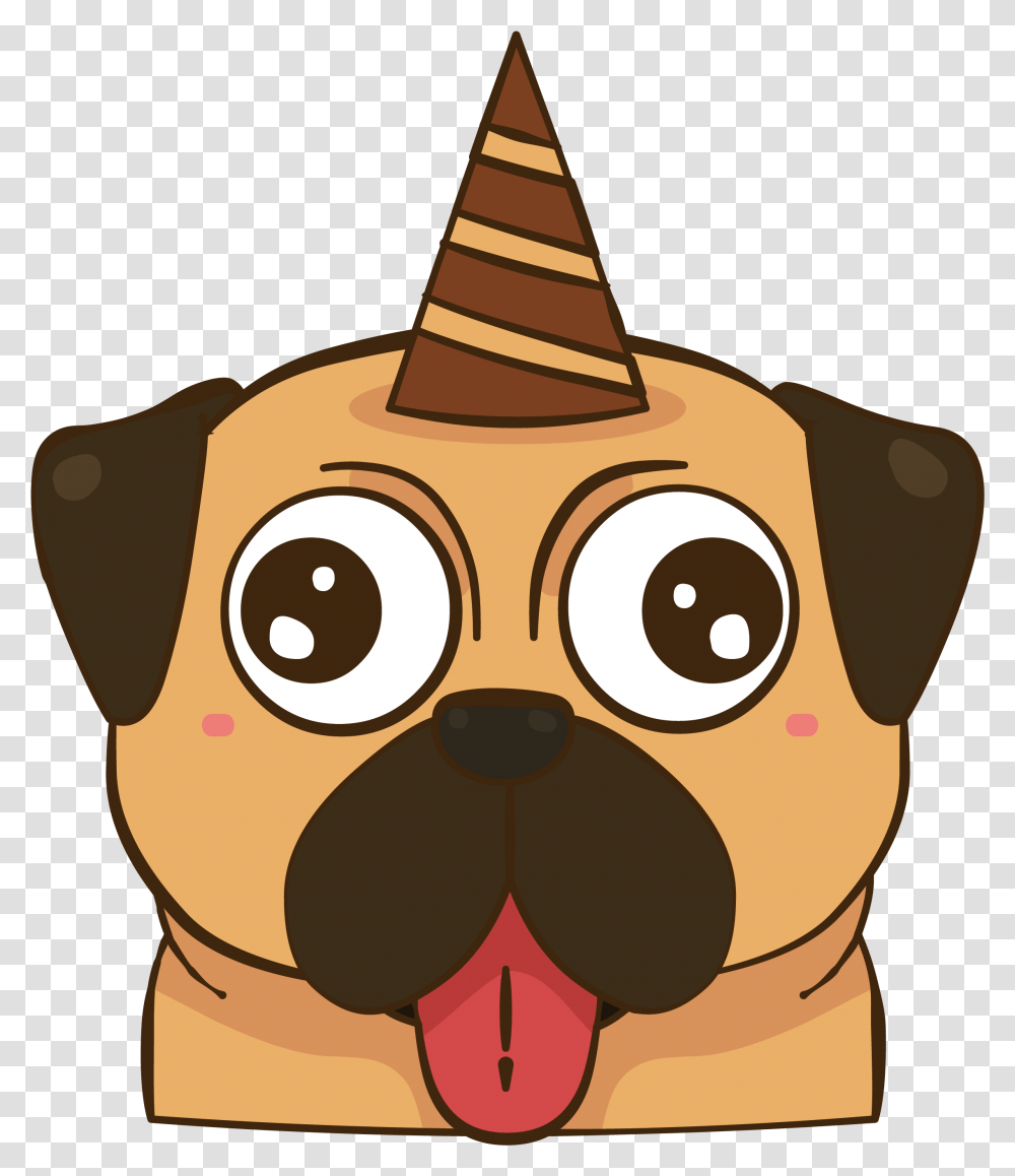 Pets Clipart Pug Cartoon Birthday Pug, Mascot, Sweets, Food, Confectionery Transparent Png