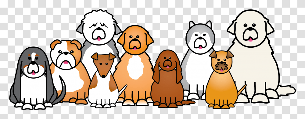 Pets Group Of Cartoon Dogs, Doodle, Drawing, Family, Photography Transparent Png