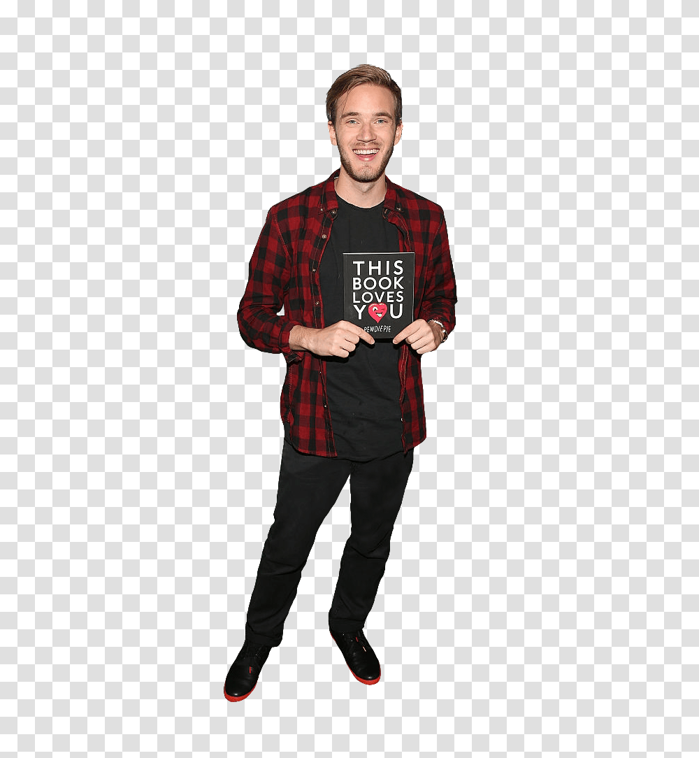 Pewdiepie Holding Book Image, Person, Long Sleeve, Man Transparent Png