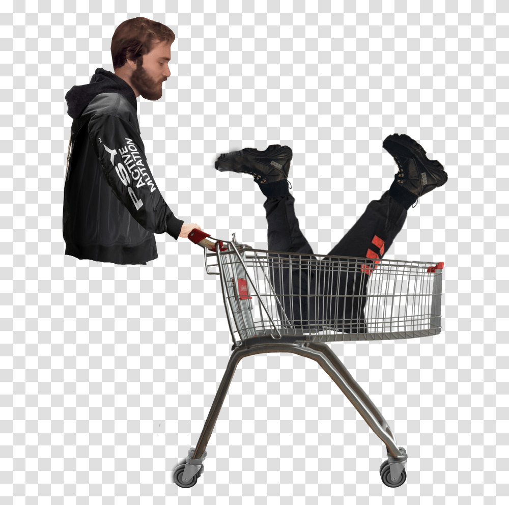 Pewdiepie With Shopping Cart, Person, Human, Apparel Transparent Png