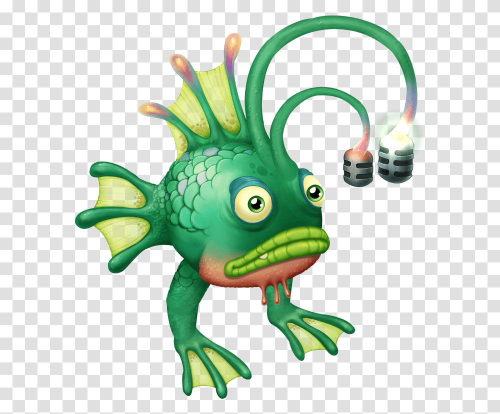 Phangler Adult With Two Microphones My Singing Monsters Fish, Toy, Dragon, Green Transparent Png