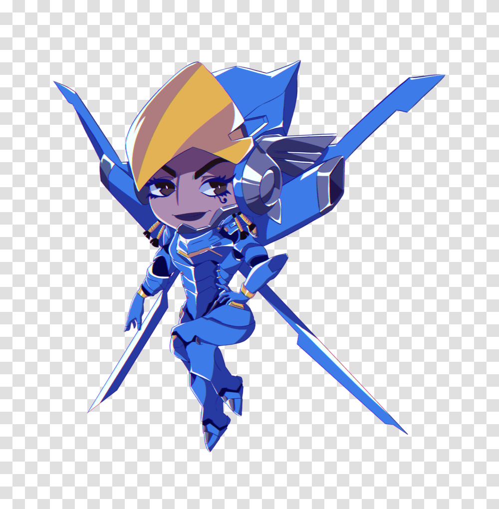 Pharah Chibi Sticker Design, Person, Knight, People, Airplane Transparent Png