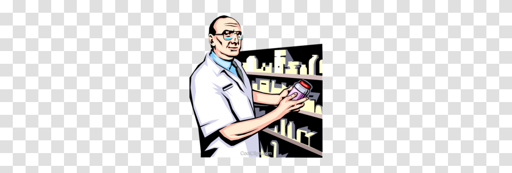 Pharmacist Clipart, Person, Bottle, Shop, Aluminium Transparent Png