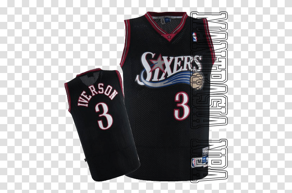 Philadelphia 76ers Iverson 3 Retro Black Number, Clothing, Apparel, Shirt, Jersey Transparent Png