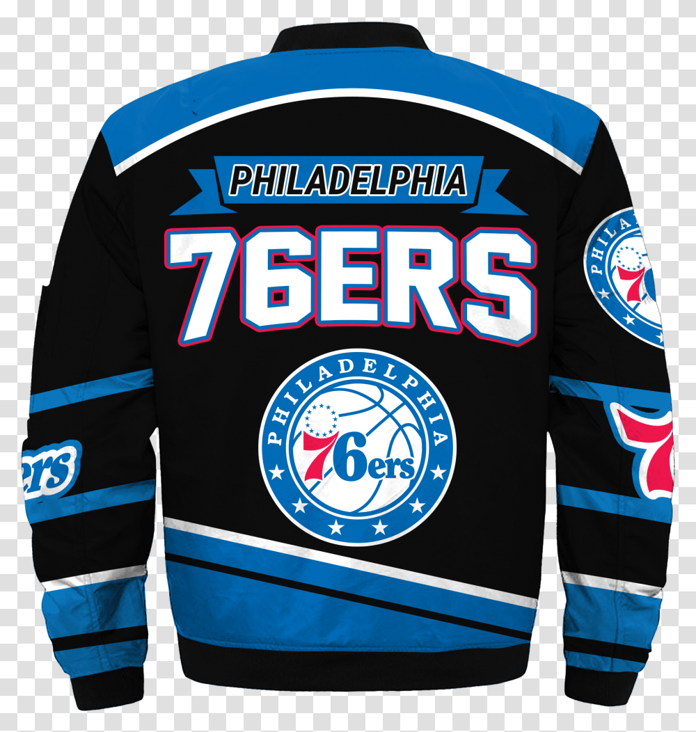 Philadelphia 76ers Jacket Sweatshirt, Clothing, Apparel, Jersey, Sleeve Transparent Png