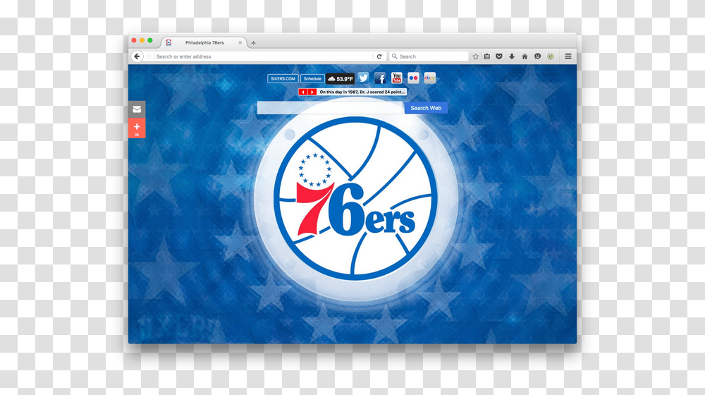 Philadelphia 76ers New Tab Philadelphia 76ers Logo, Electronics, Computer, Screen, Monitor Transparent Png