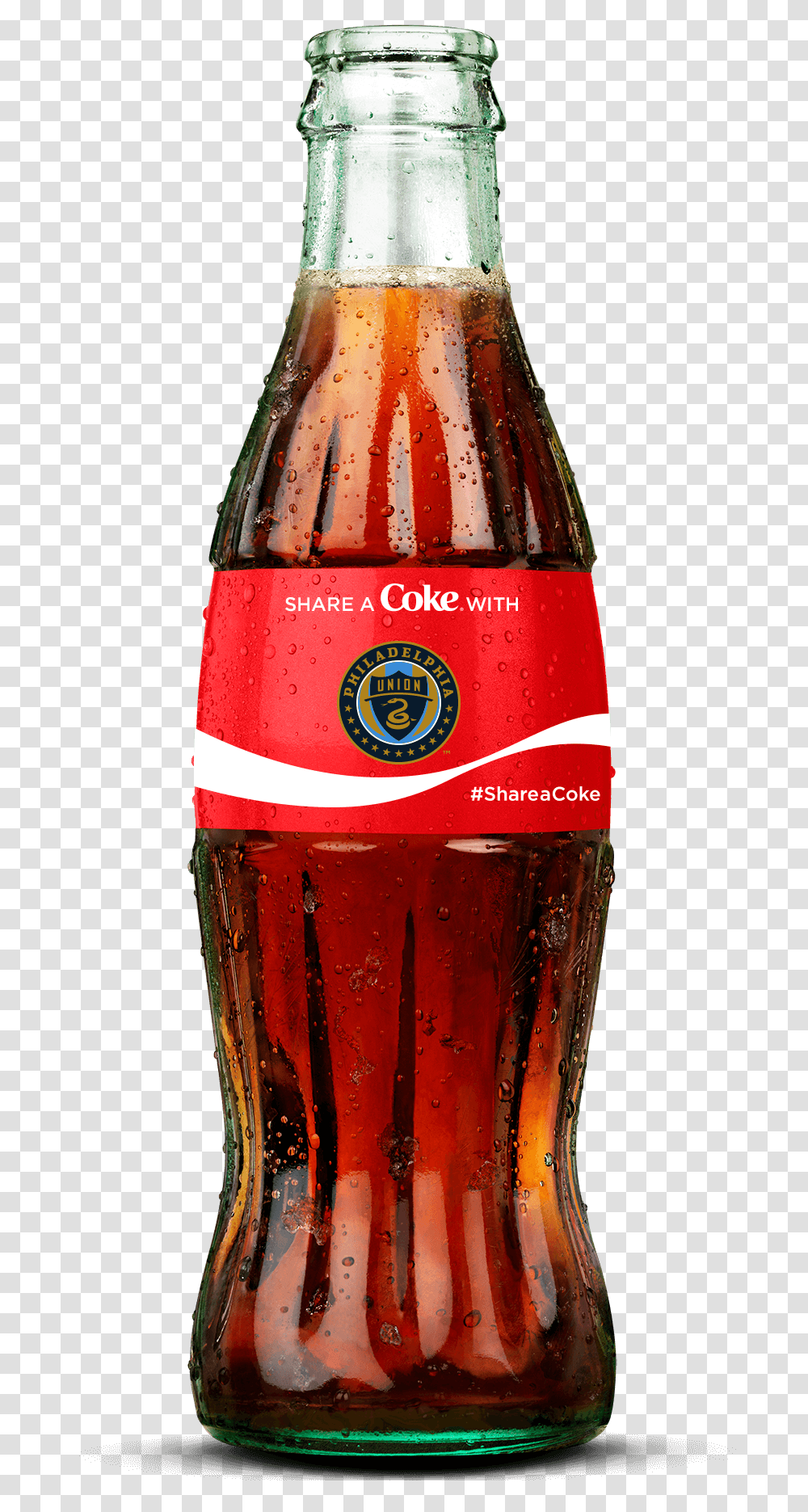 Philadelphia Union Soccer Team Coke Bottle Coke Store, Soda, Beverage, Drink, Glass Transparent Png