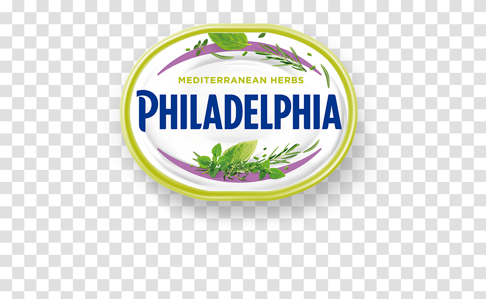 Philadelphia With Mediterranean Herbs Philadelphia Cream Cheese Light, Label, Text, Food, Mayonnaise Transparent Png