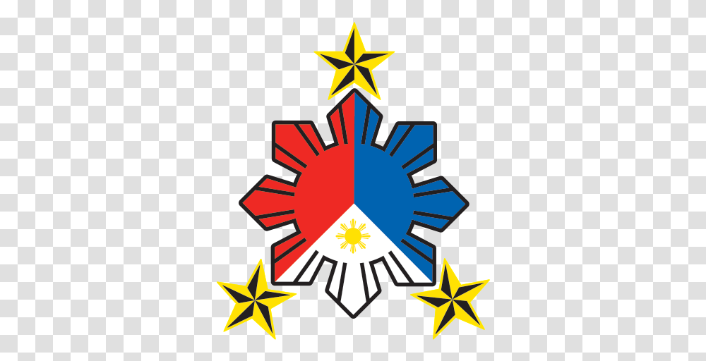 Philippine Flag Sun With Nautical Star Clip Art, Symbol, Star Symbol, Emblem, Cross Transparent Png
