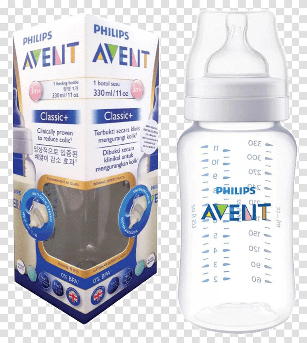 Philips Avent Baby Feeding Bottle Classic 330 Ml Avent, Shaker, Water Bottle Transparent Png