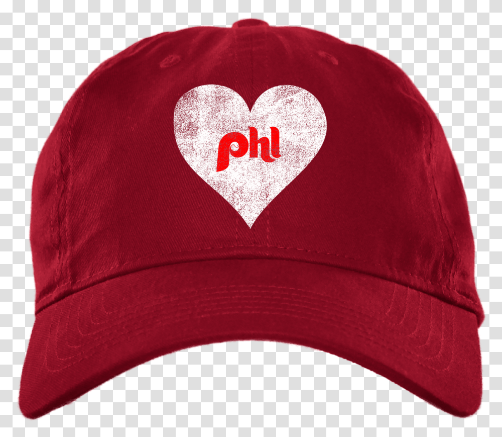 Philly Baseball Heart Brushed Twill Unstructured Embroidered Philadelphia, Apparel, Baseball Cap, Hat Transparent Png