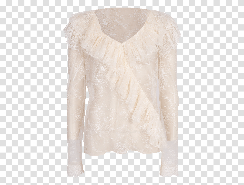 Philosophy Lace Blouse In White Blouse, Apparel, Sleeve, Long Sleeve Transparent Png