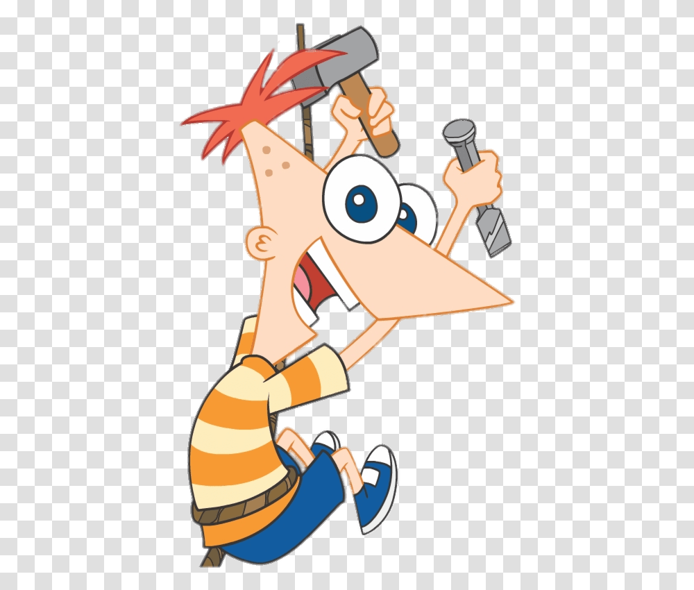 Phineas Flynn Climbing Phineas And Ferb, Axe, Tool, Crowd, Rattle Transparent Png