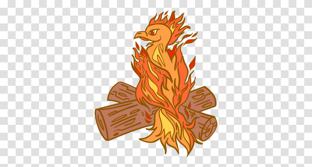 Phoenix Perching Logs & Svg Vector File Illustration, Fire, Flame, Bonfire Transparent Png