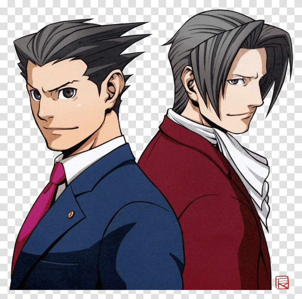 Phoenix Wright Ace Attorney Wallpapers Video Game Hq Phoenix Wright And Miles Edgeworth, Manga, Comics, Book, Person Transparent Png