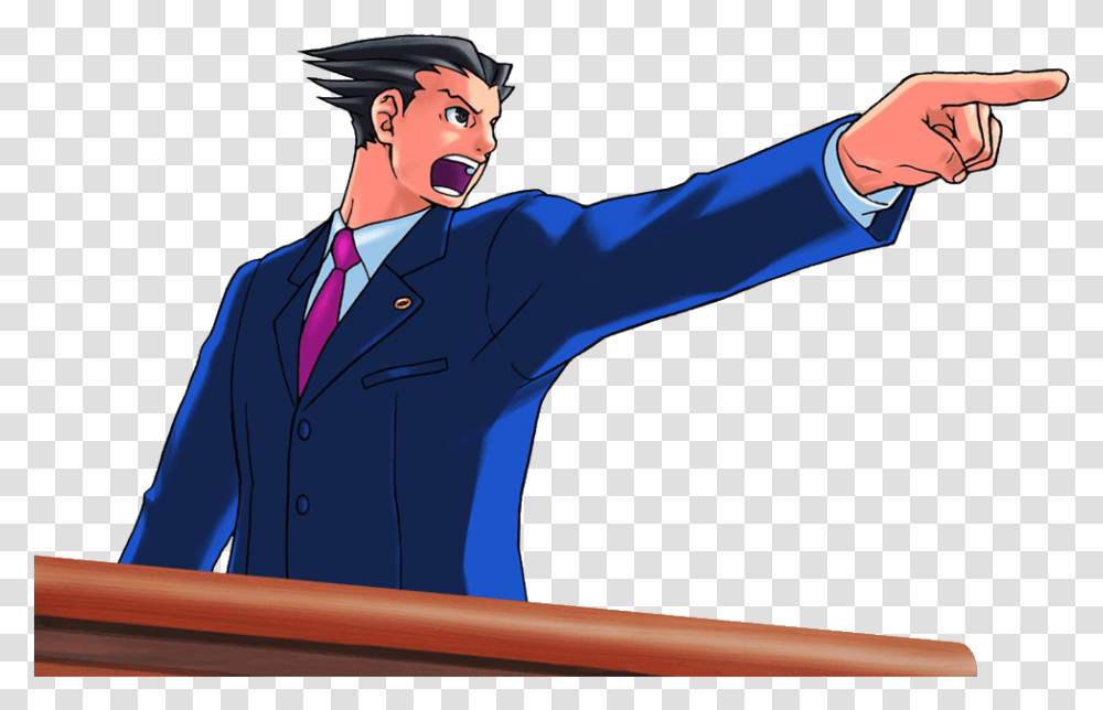 Phoenix Wright, Person, Tie, Hand, Duel Transparent Png