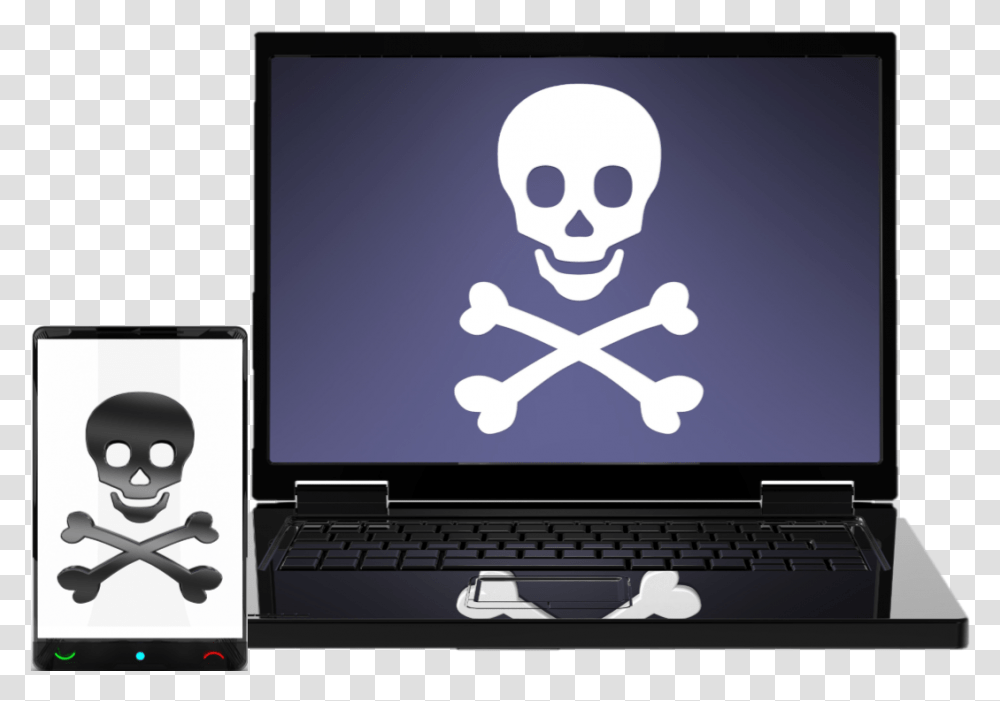 Phone And Computer Virus Red Jolly Roger Flag, Pc, Electronics, Laptop, Computer Keyboard Transparent Png