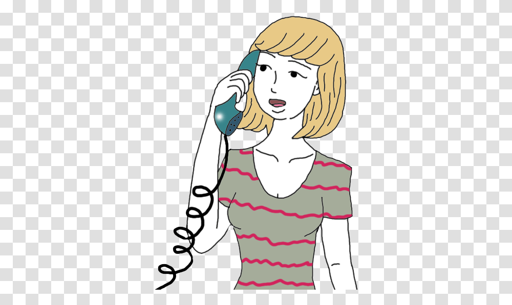 Phone Call Dream Meaning Cartoon Phone Calling Calling On Phone Cartoon, Person, Clothing, Face, Female Transparent Png