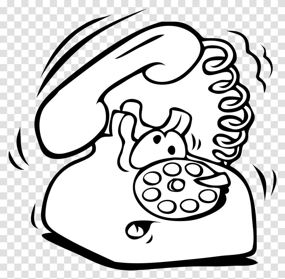 Phone Comic Ringing Cartoon Alarm Surprised Telephone Ringing Clipart Black And White, Electronics, Dial Telephone Transparent Png