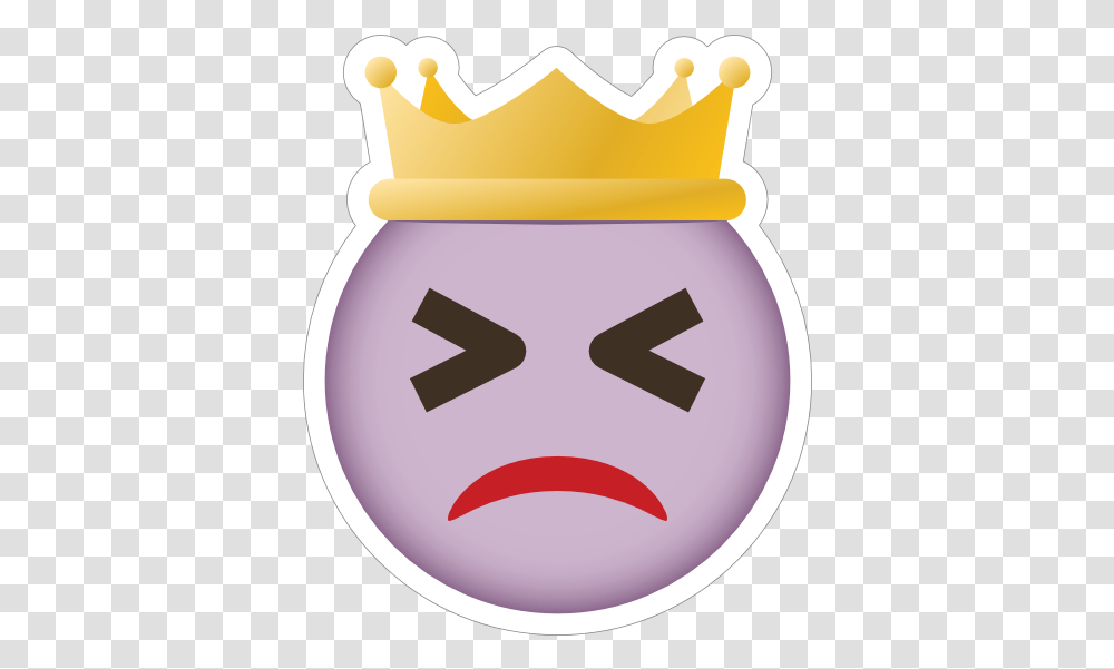 Phone Emoji Sticker Crown Purple Face Clip Art, Birthday Cake, Text, Symbol, Label Transparent Png