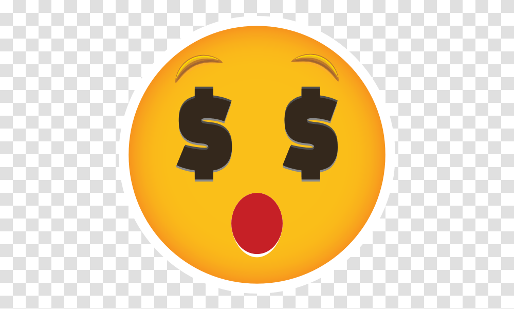 Phone Emoji Sticker Money Eyes Wow Circle, Text, Pac Man Transparent Png
