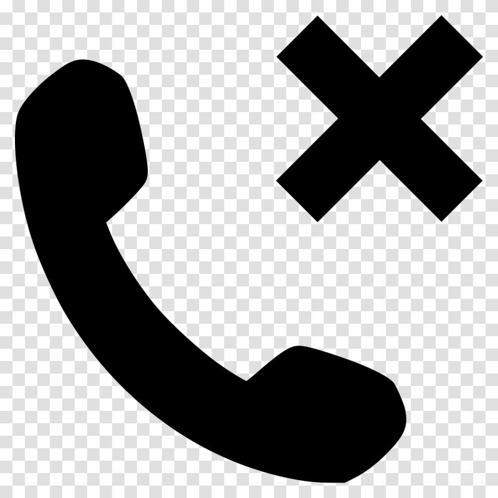 Phone Hand Up Delete Remove Missed Call Icon White, Axe, Tool, Hook, Cross Transparent Png