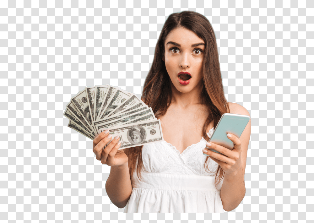 Phone Money Girl, Mobile Phone, Electronics, Cell Phone, Person Transparent Png