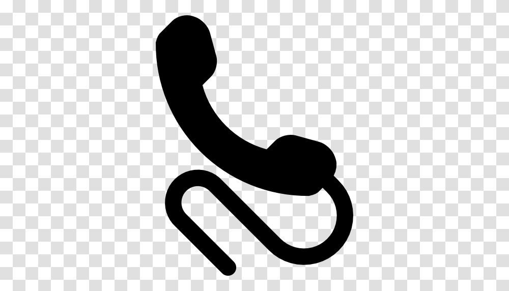 Phone Symbol Of Auricular With Cord, Alphabet, Hook, Hammer Transparent Png