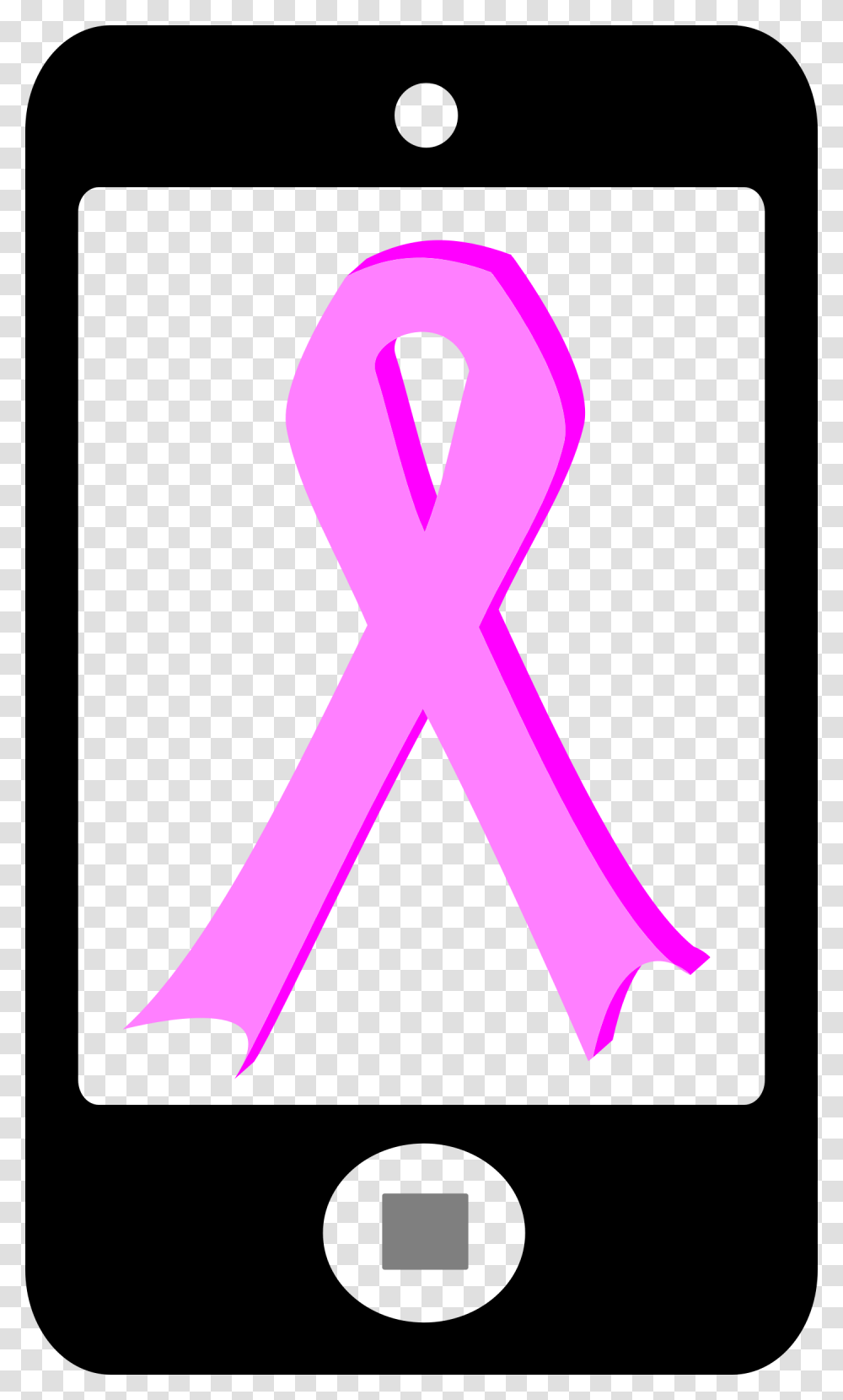 Phone With Pink Ribbon Icons, Alphabet, Scissors, Hand Transparent Png