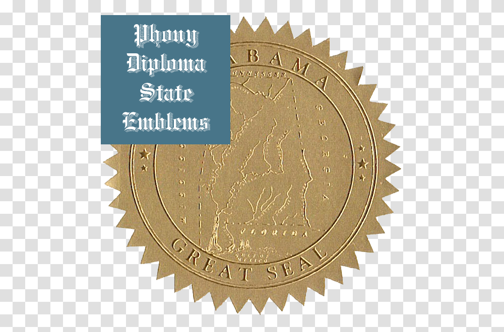 Phony Diploma Gold Foil State Seals And Emblems Logo Red Circle With Tt, Bronze, Coin, Money, Rug Transparent Png